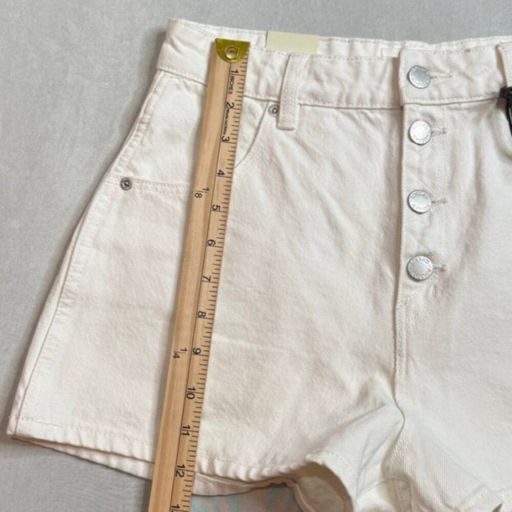 Rolla's Dusters High Rise Slim High Waisted White Denim Button Fly Shorts NWT - Picture 11 of 12